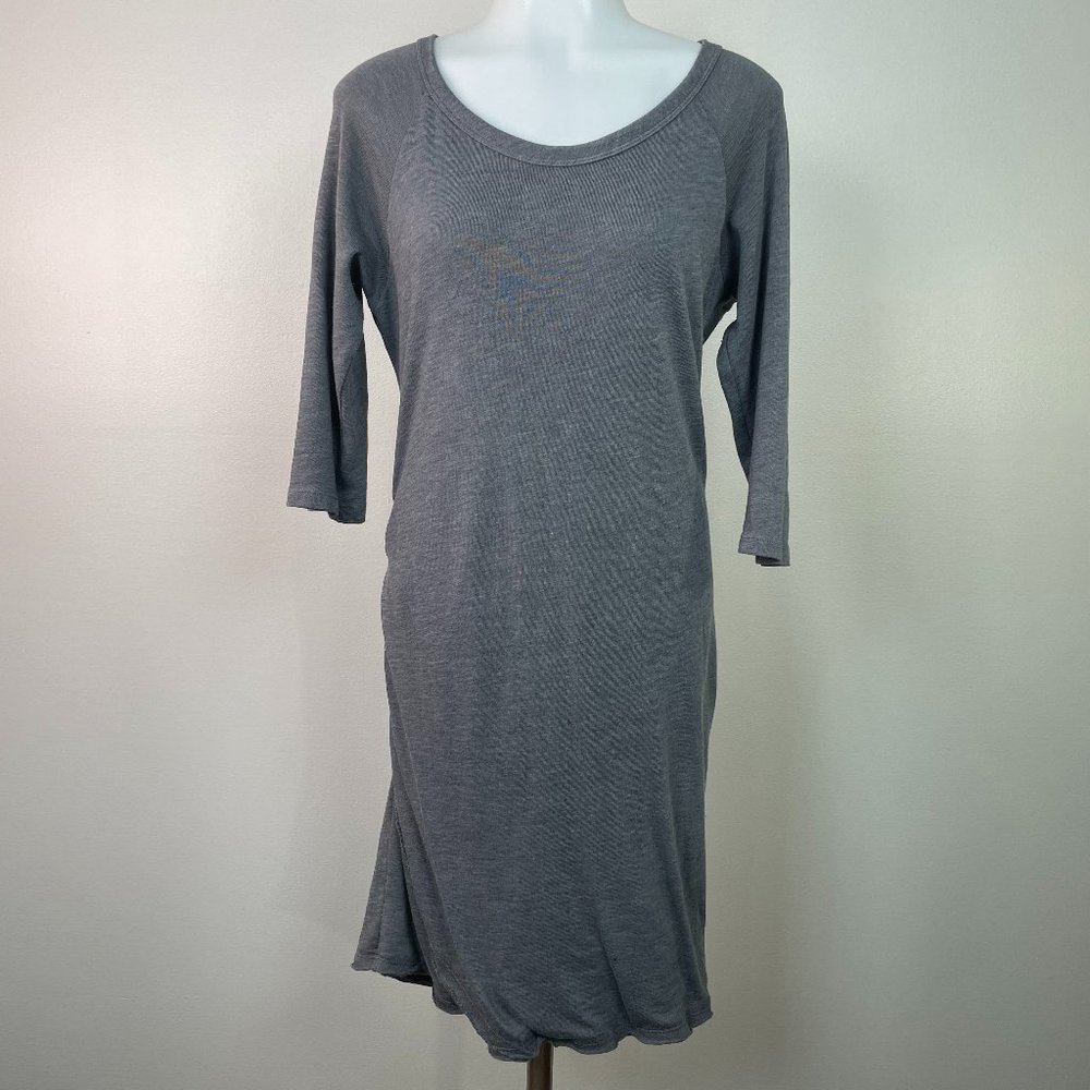 Sundry‎ Dress 3 Large Gray Fitted Ruched Side 3/4 Sleeve Fitted Women's